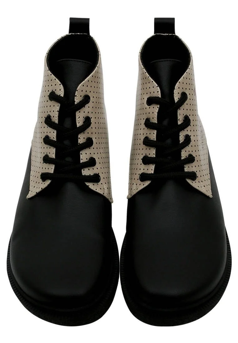Femme Cuir Vegan Noir Bottines - Minima Butterfly Motif
