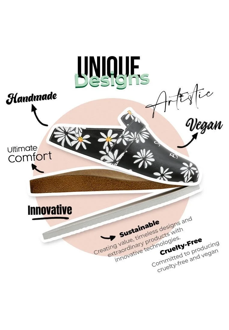 Femme Cuir Vegan Noir Chaussons - Self Love is the Best Love Motif