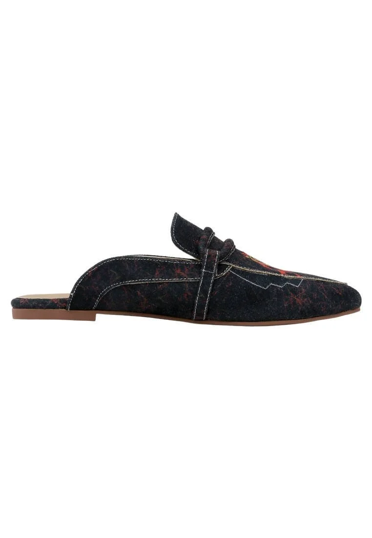Femme Cuir Vegan Noir Chaussons - Warner Bros Tasmanian Devil Motif