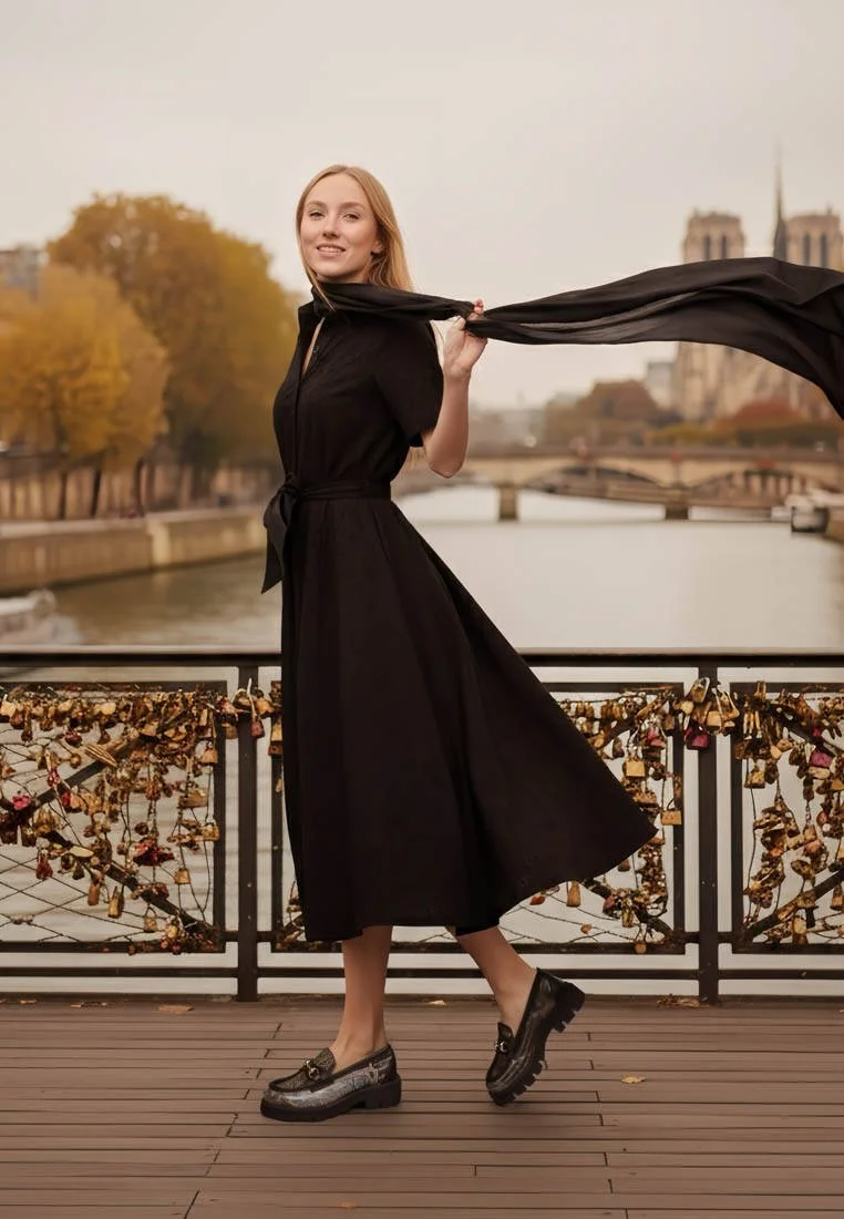 Dogo - Femme Cuir Vegan Noir Mocassins - The Model Book Of Calligraphy Motif (1)