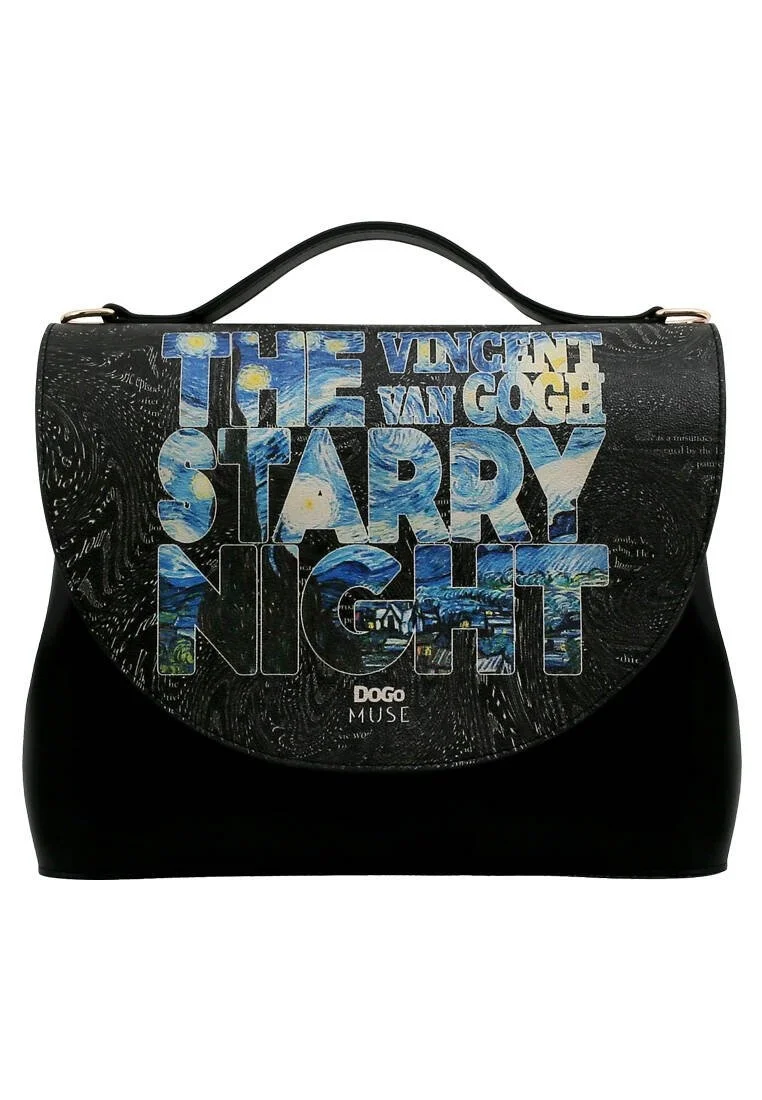 Femme Cuir Vegan Noir Sac à Main - Vincent van Gogh The Starry Night Muse Motif