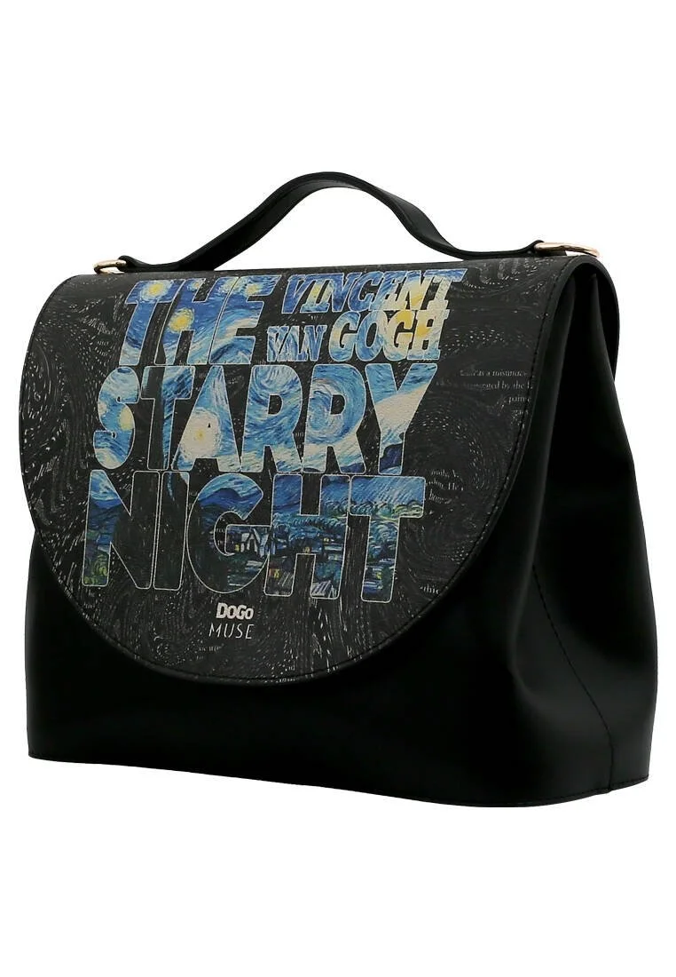 Femme Cuir Vegan Noir Sac à Main - Vincent van Gogh The Starry Night Muse Motif