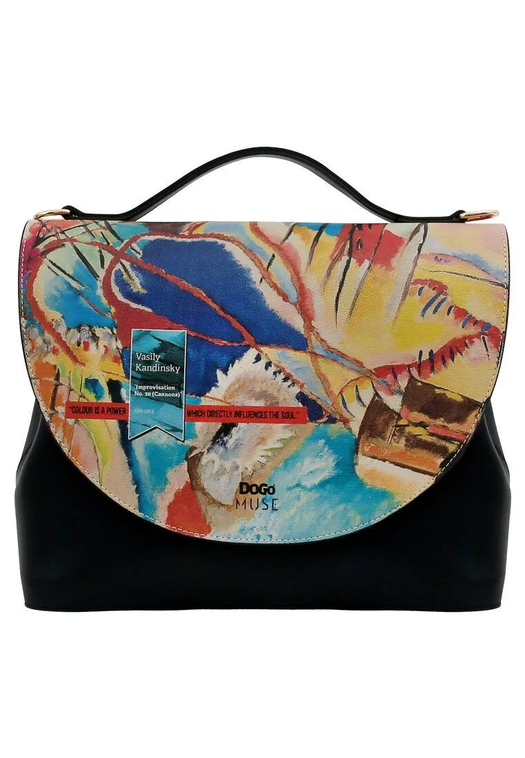 Femme Cuir Vegan Noir Sac à Main - Vasily Kandinsky Cannons Muse Motif