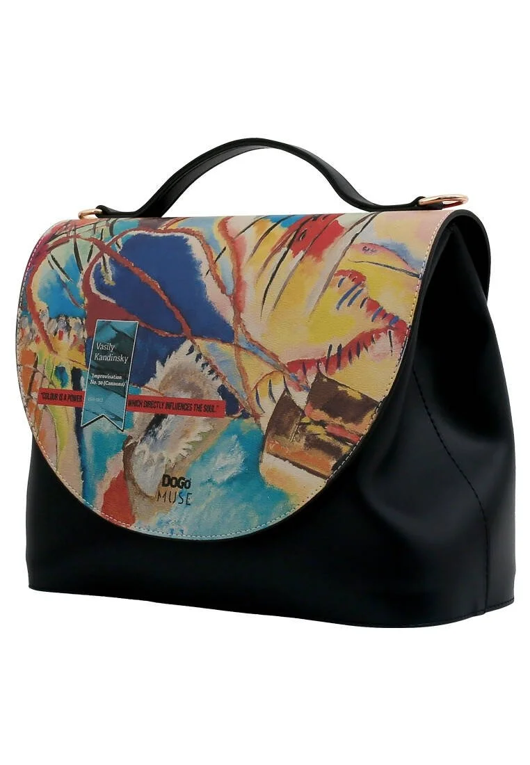 Femme Cuir Vegan Noir Sac à Main - Vasily Kandinsky Cannons Muse Motif