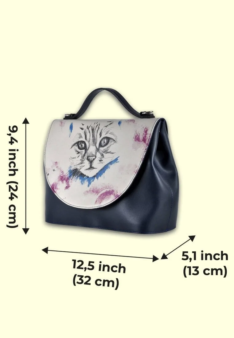 Femme Cuir Vegan Noir Sac à Main - Deepness Motif