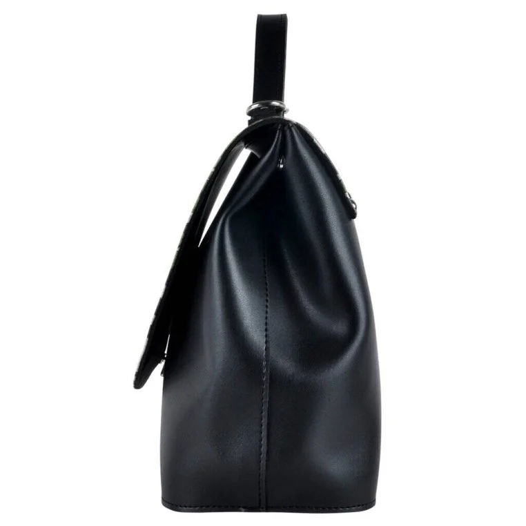 Femme Cuir Vegan Noir Sac à Main - Owls Family Motif
