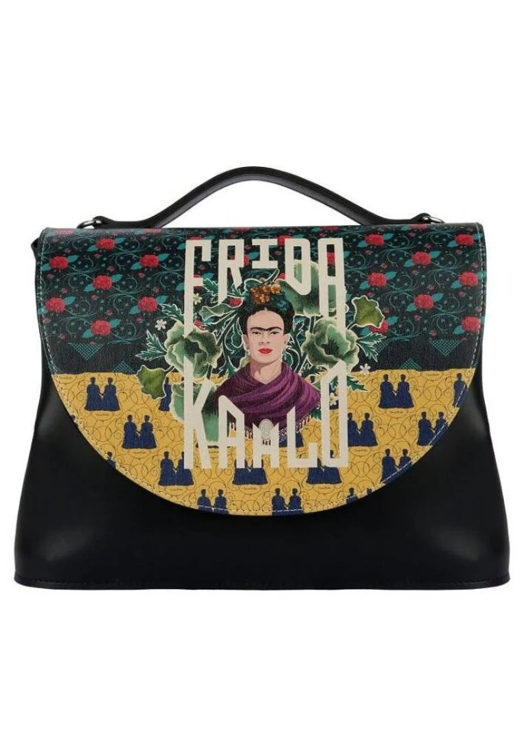Femme Cuir Vegan Noir Sac à Main - Frida’s World Frida Kahlo Motif