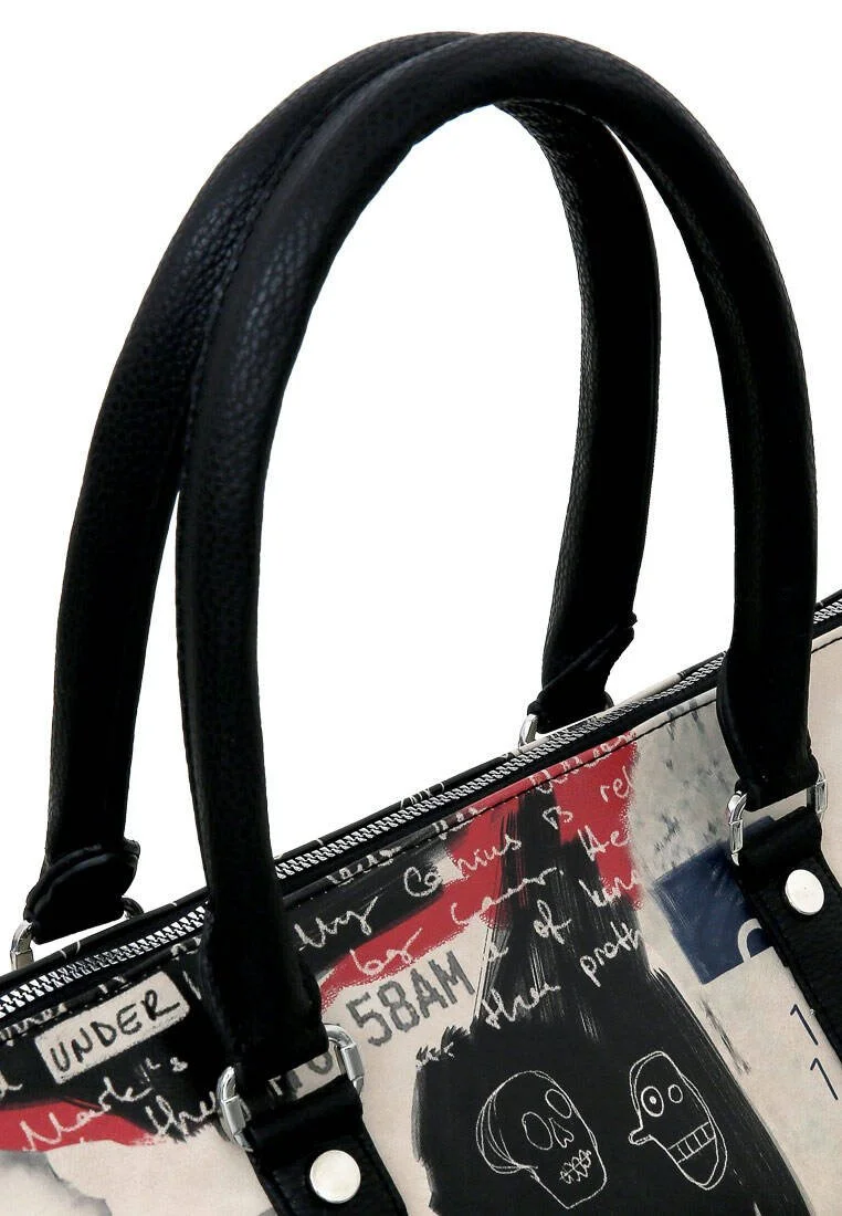 Femme Cuir Vegan Noir Sac de Voyage - What Do You Want Art Motif Femme Cuir Vegan Noir Sac de Voyage - What Do You Want Art Motif