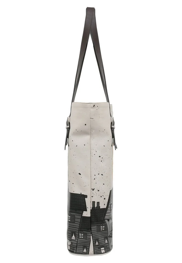Femme Cuir Vegan Noir Sac d'épaule - Night Lovers Motif