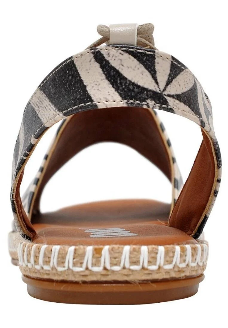Femme Cuir Vegan Noir Sandales à Lacets - Mosaics Motif