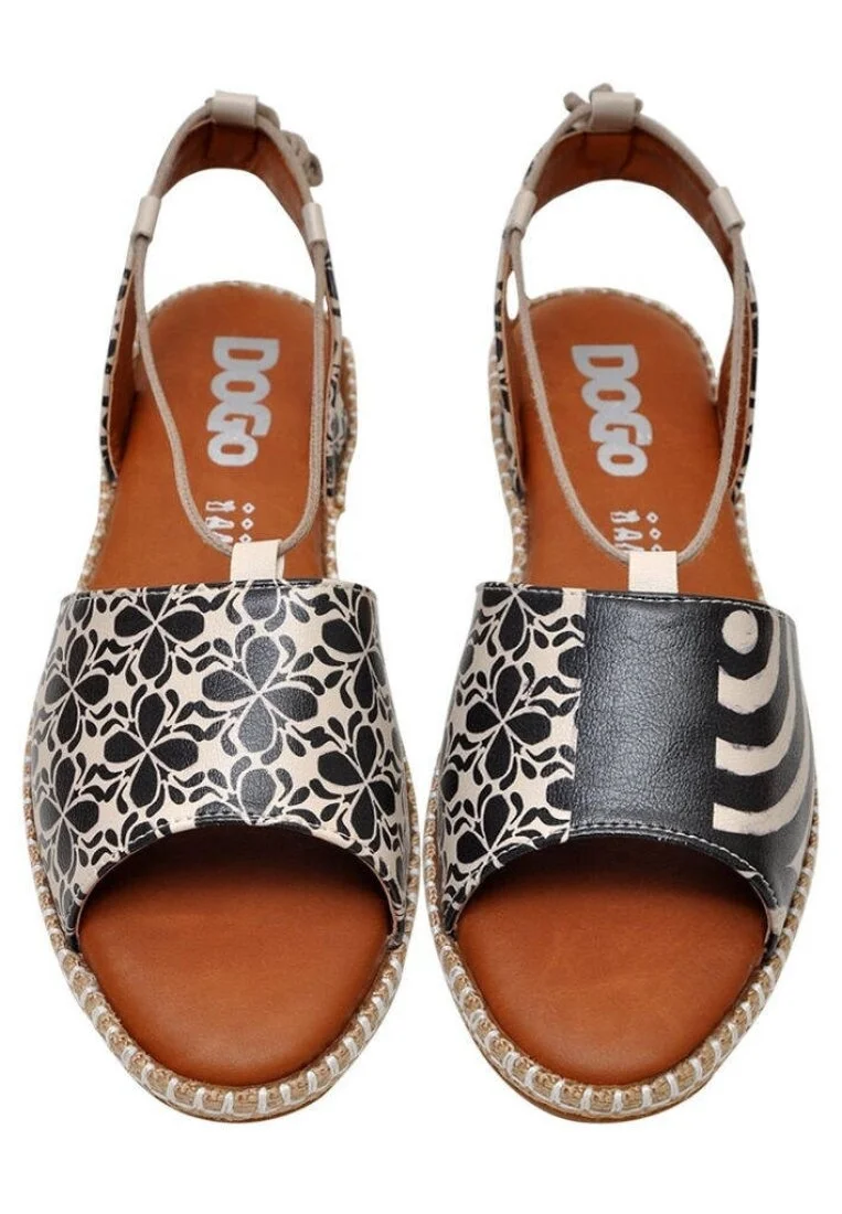 Femme Cuir Vegan Noir Sandales à Lacets - Black Motif
