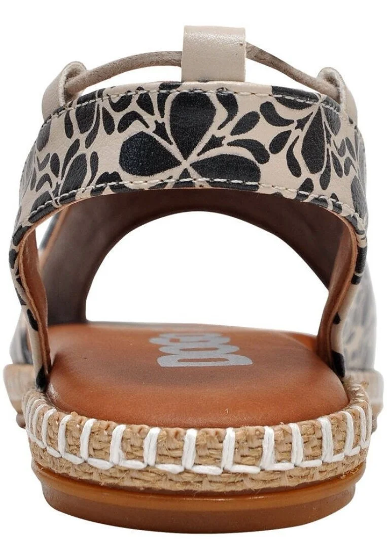 Femme Cuir Vegan Noir Sandales à Lacets - Black Motif