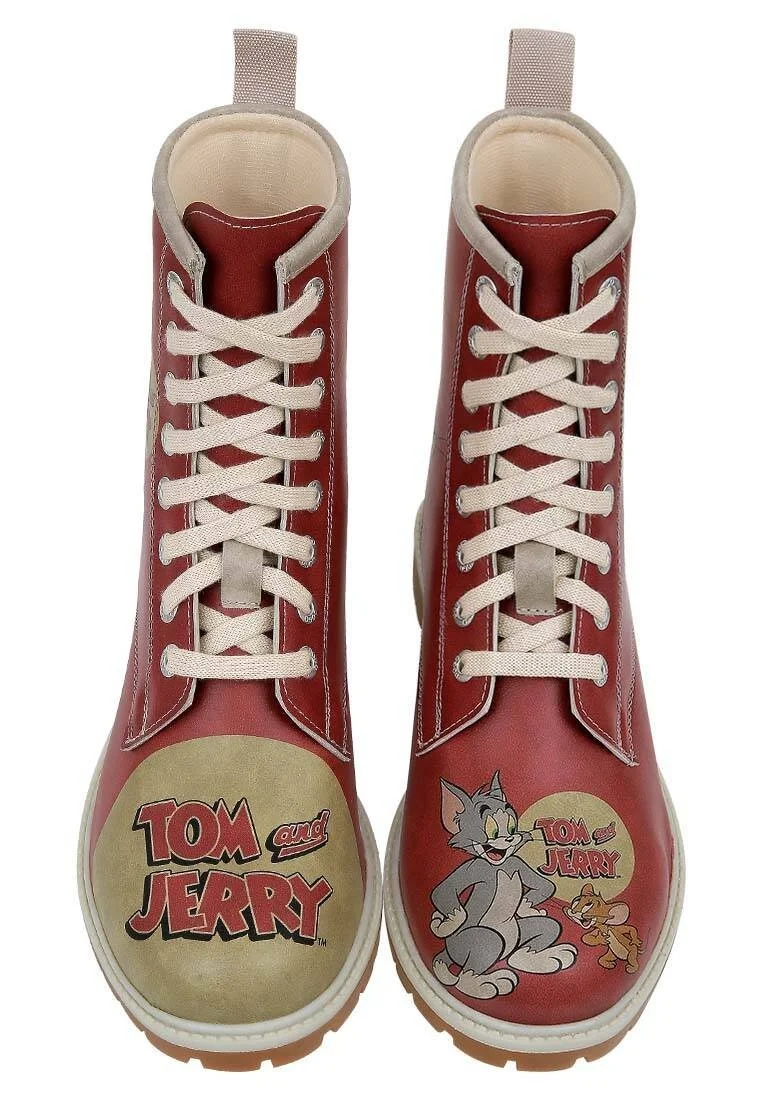 Femme Cuir Vegan Orange Bottes Longues - Warner Bros Tom et Jerry Motif