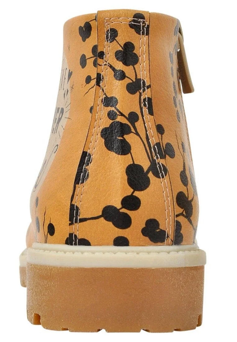 Femme Cuir Vegan Orange Bottines Zippées - I Believe in the Power of Love Motif