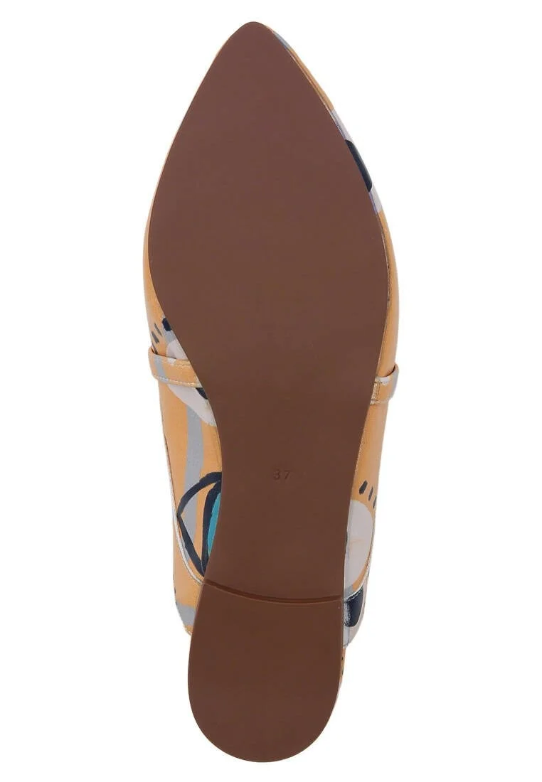 Femme Cuir Vegan Orange Chaussons - See You Motif
