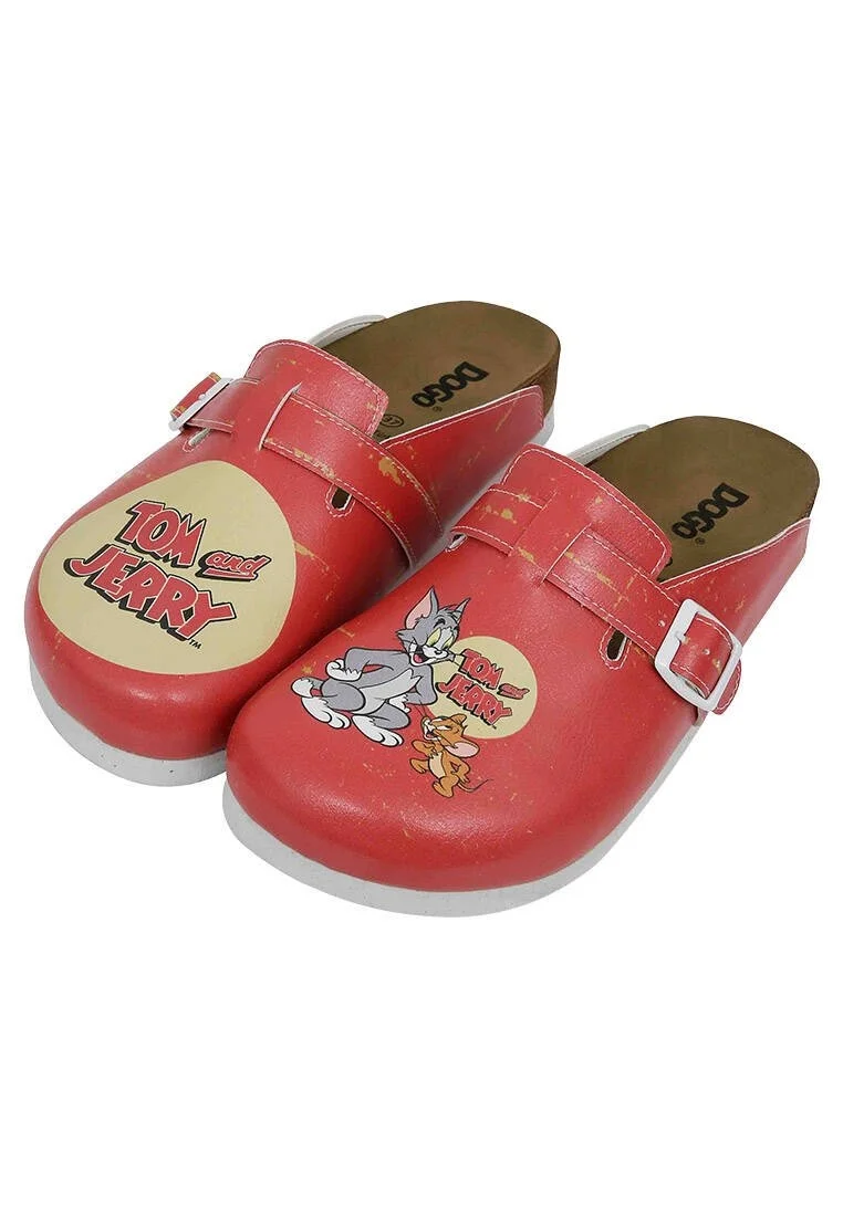 Femme Cuir Vegan Orange Chaussons - Warner Bros Tom et Jerry Motif