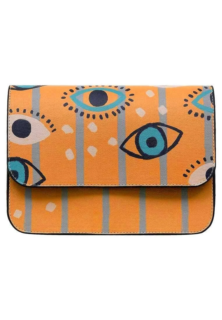 Femme Cuir Vegan Orange Sac à Main - See You Motif