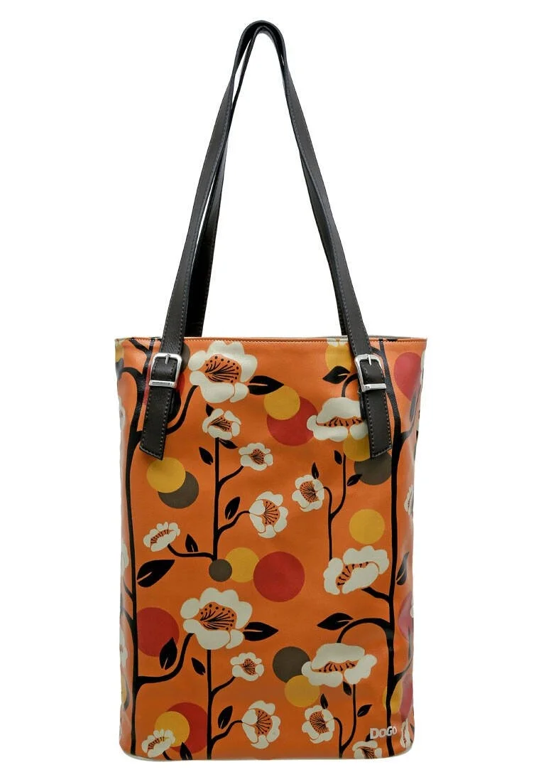 Femme Cuir Vegan Orange Sac d'épaule - Retrograde Motif