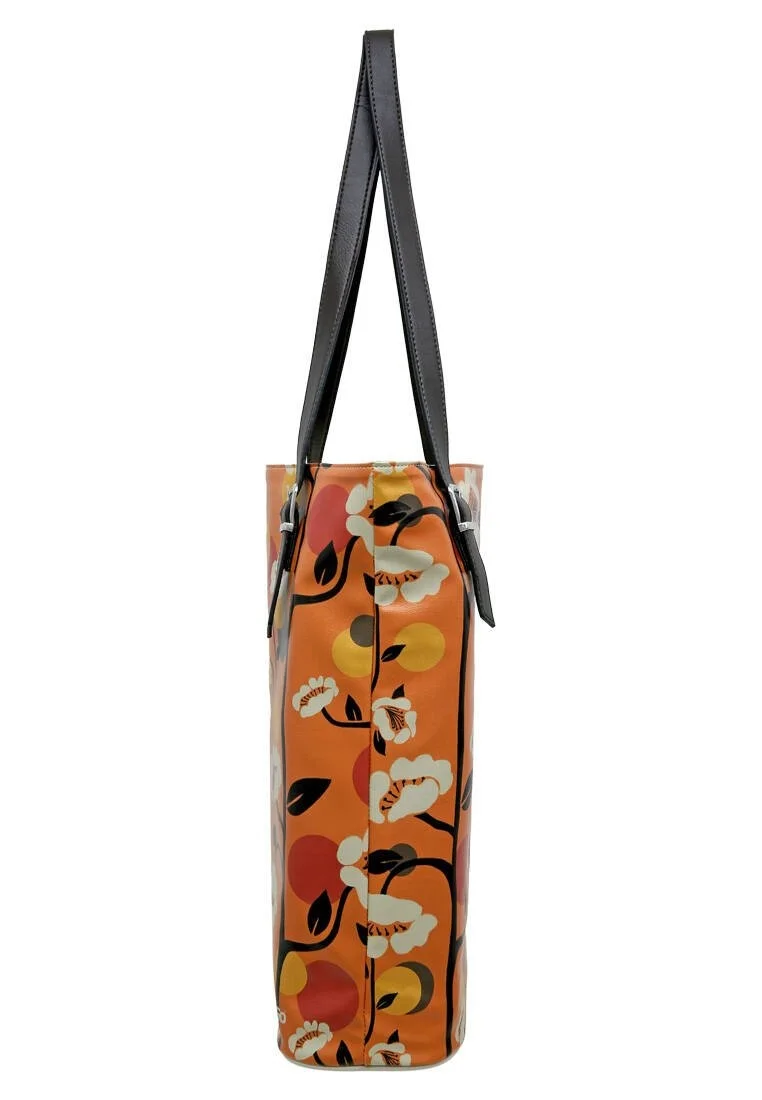 Femme Cuir Vegan Orange Sac d'épaule - Retrograde Motif