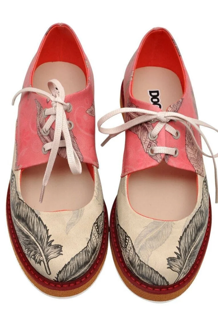 Femme Cuir Vegan Rose Baskets - Feathers Motif