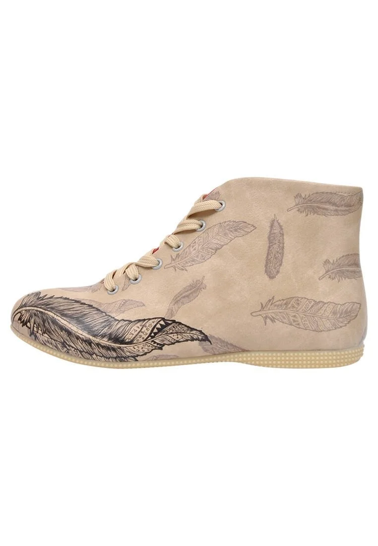Femme Cuir Vegan Rose Bottines - Feather Motif