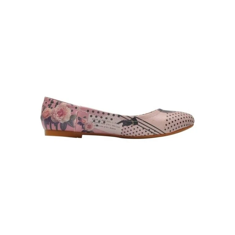 Femme Cuir Vegan Rose Chaussures Plates - When I Saw You Motif