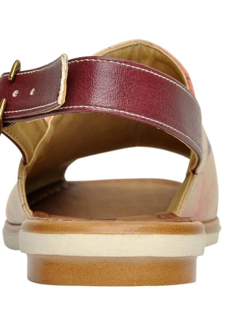Femme Cuir Vegan Rose Des Sandales - Sweetness Motif