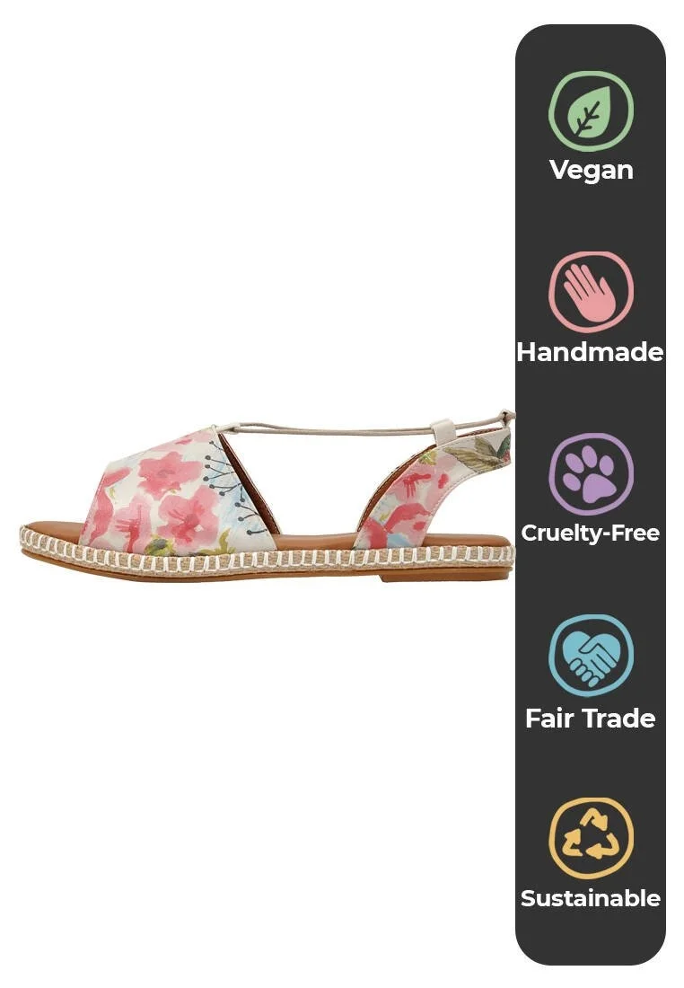 Femme Cuir Vegan Rose Sandales à Lacets - Spread Your Wings Motif