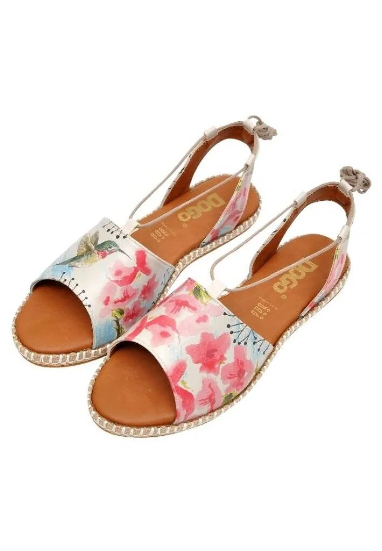 Femme Cuir Vegan Rose Sandales à Lacets - Spread Your Wings Motif