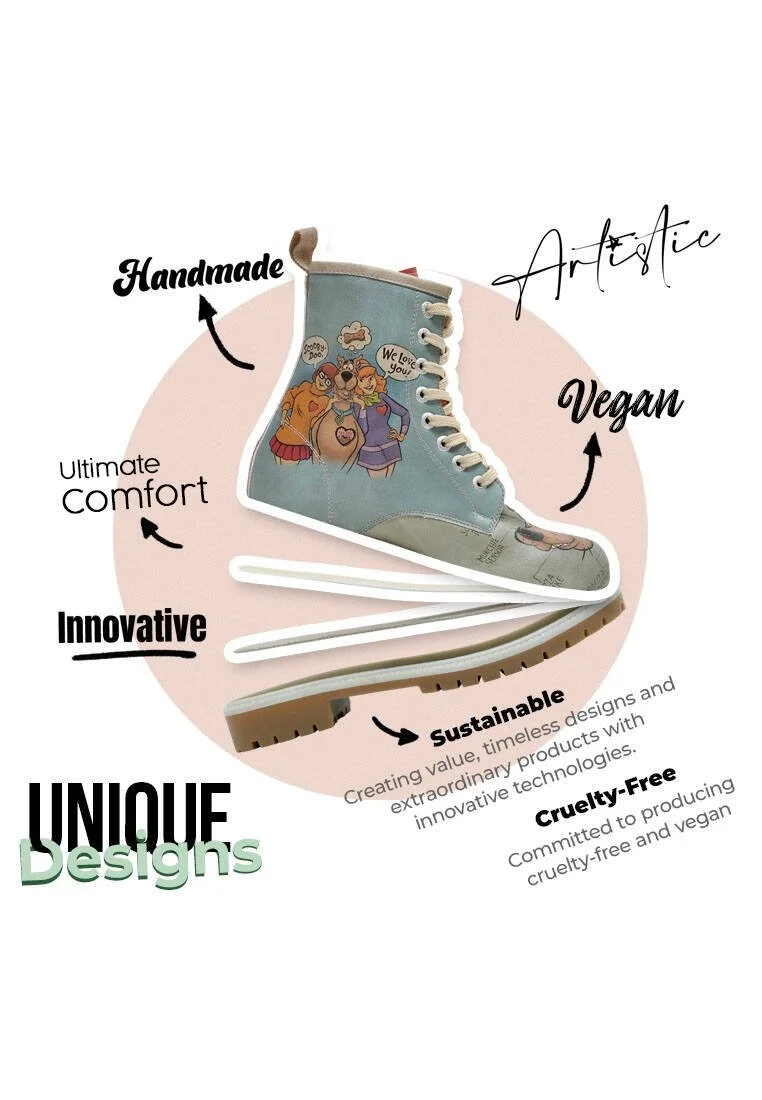 Femme Cuir Vegan Rouge Bottes Longues - Warner Bros Hungry Doo Scooby Doo Motif
