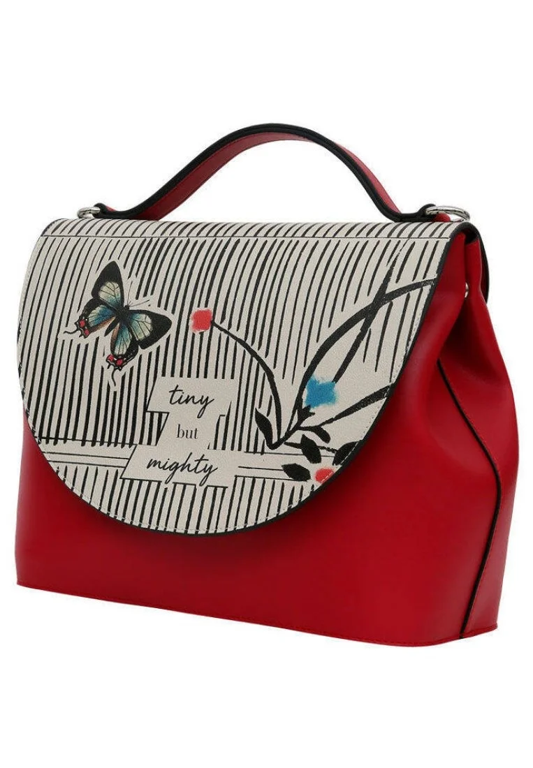 Femme Cuir Vegan Rouge Sac à Main - Tiny but Mighty Motif