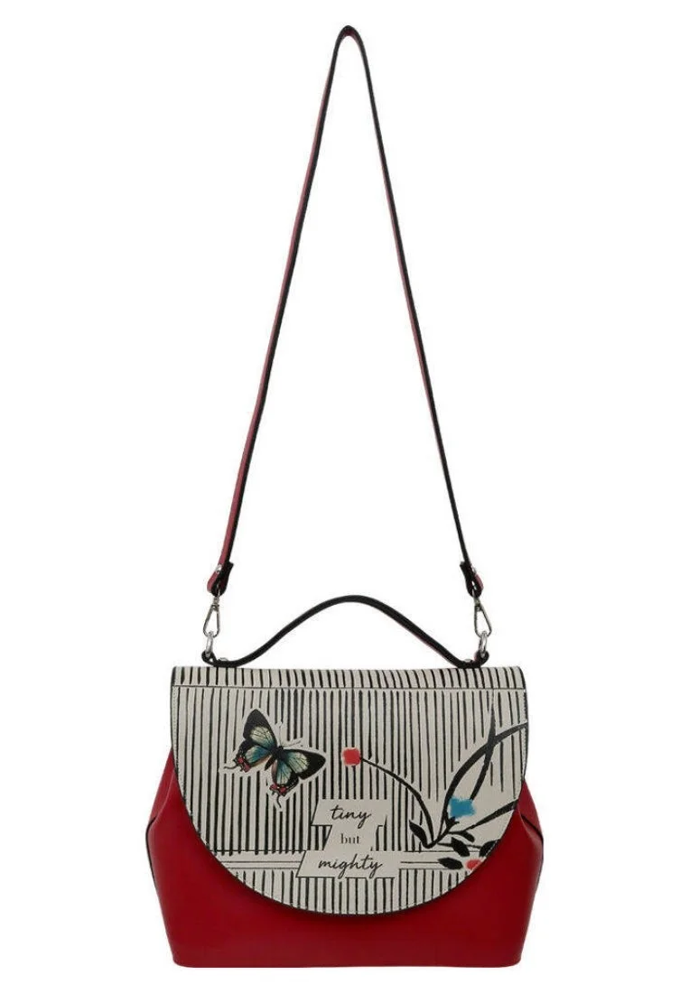 Femme Cuir Vegan Rouge Sac à Main - Tiny but Mighty Motif