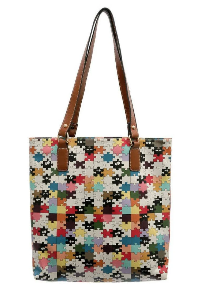 Femme Cuir Vegan Rouge Sac d'épaule - In the puzzle Motif