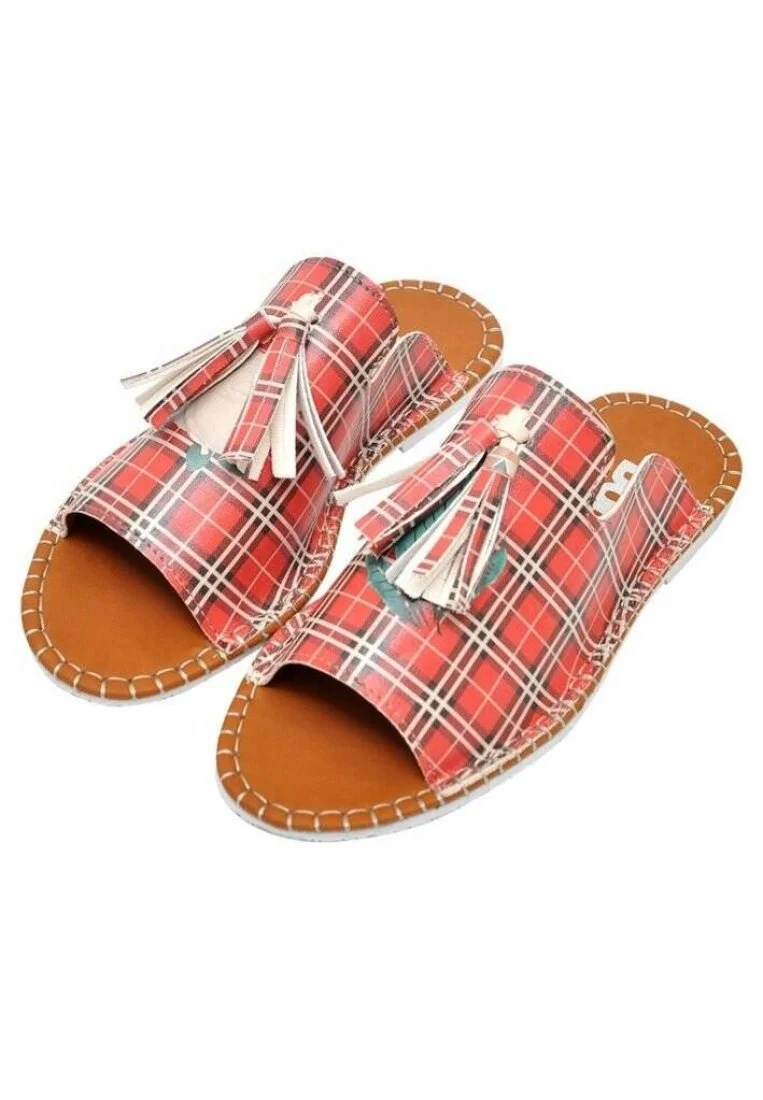 Femme Cuir Vegan Rouge Sandales - Just Cool Motif
