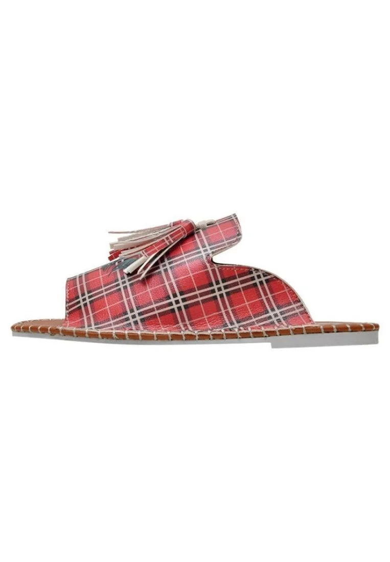 Femme Cuir Vegan Rouge Sandales - Just Cool Motif