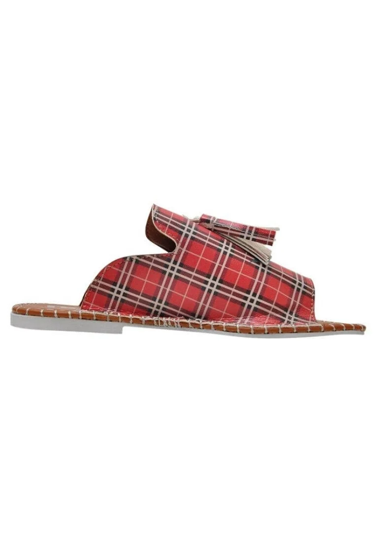 Femme Cuir Vegan Rouge Sandales - Just Cool Motif