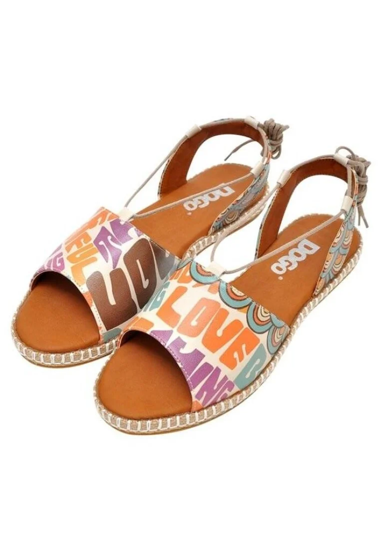 Femme Cuir Vegan Multicolore Sandales à Lacets - You Look Beautiful Motif
