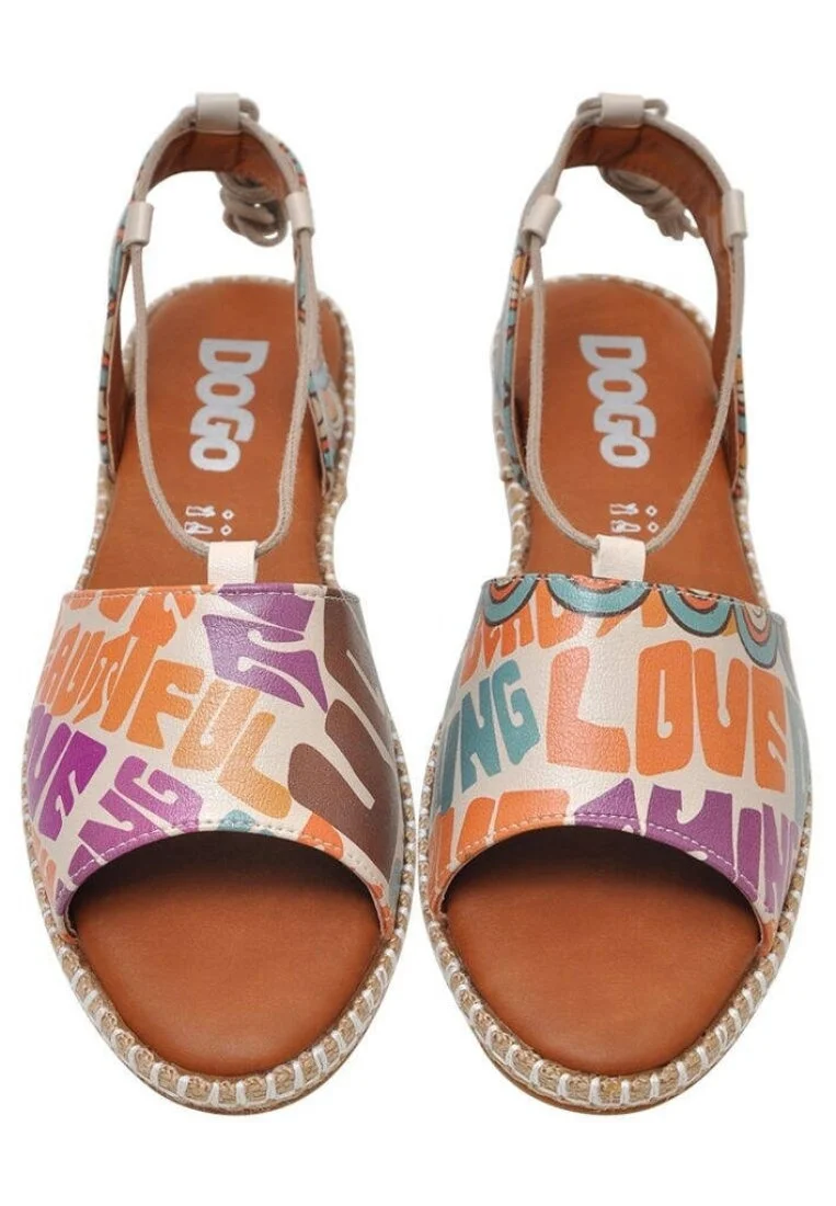 Femme Cuir Vegan Multicolore Sandales à Lacets - You Look Beautiful Motif
