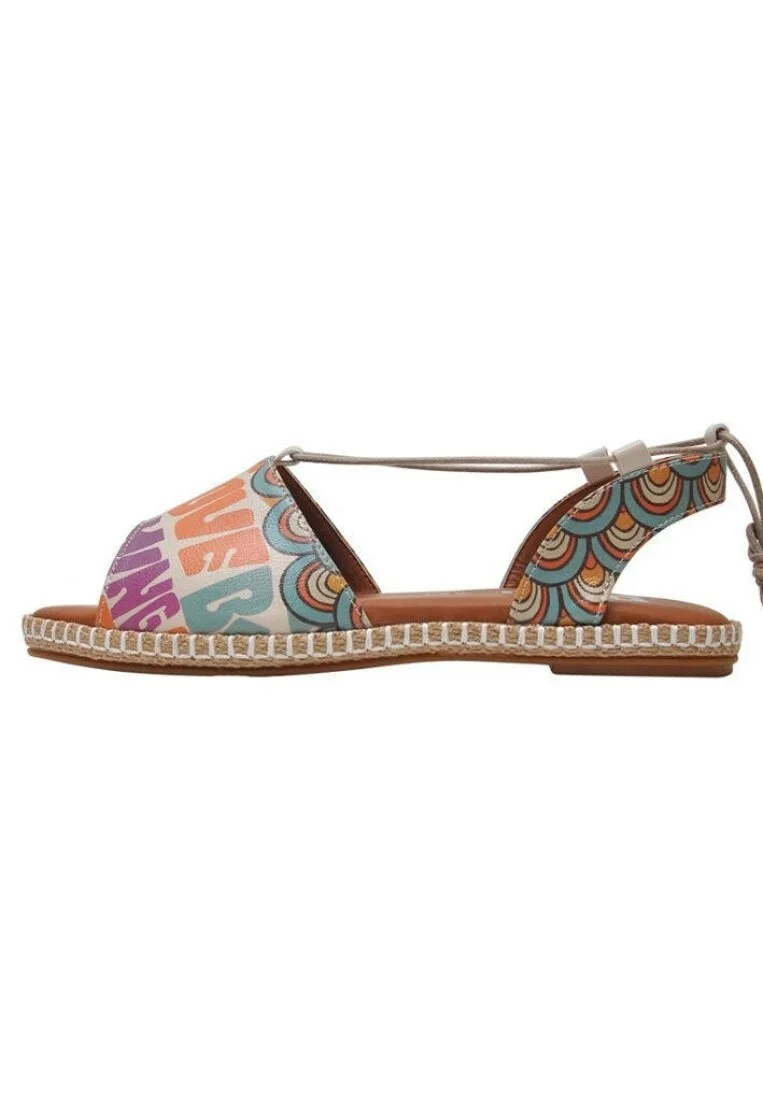 Femme Cuir Vegan Multicolore Sandales à Lacets - You Look Beautiful Motif
