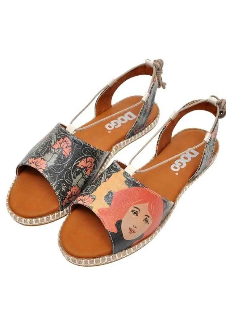 Femme Cuir Vegan Multicolore Sandales à Lacets - Victor Bicycles Motif