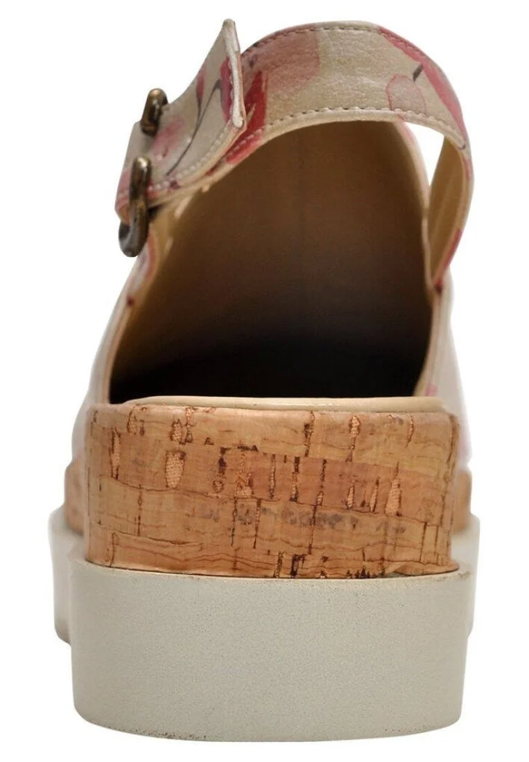 Femme Cuir Vegan Beige Sandales Compensées - More Summer Motif