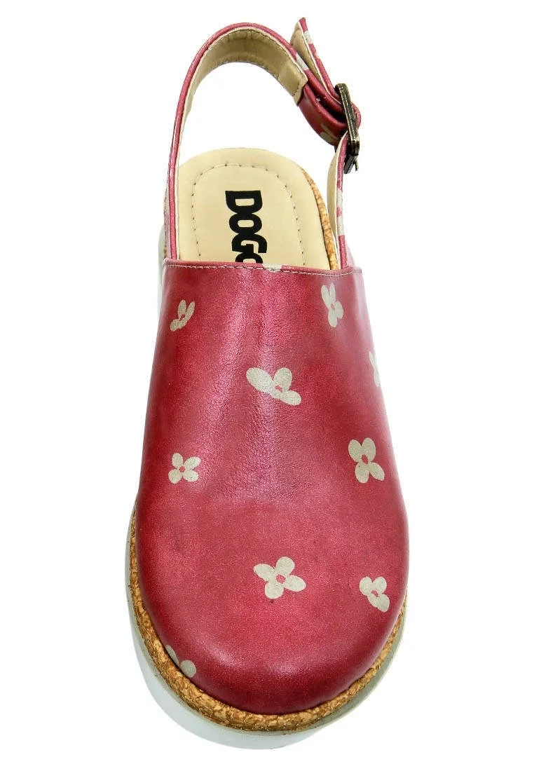 Femme Cuir Vegan Rouge Sandales Compensées - Cat of Grace Motif