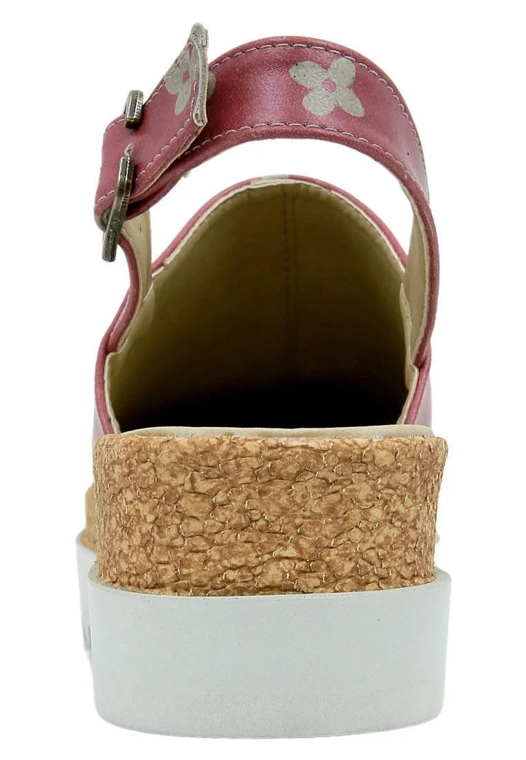 Femme Cuir Vegan Rouge Sandales Compensées - Cat of Grace Motif