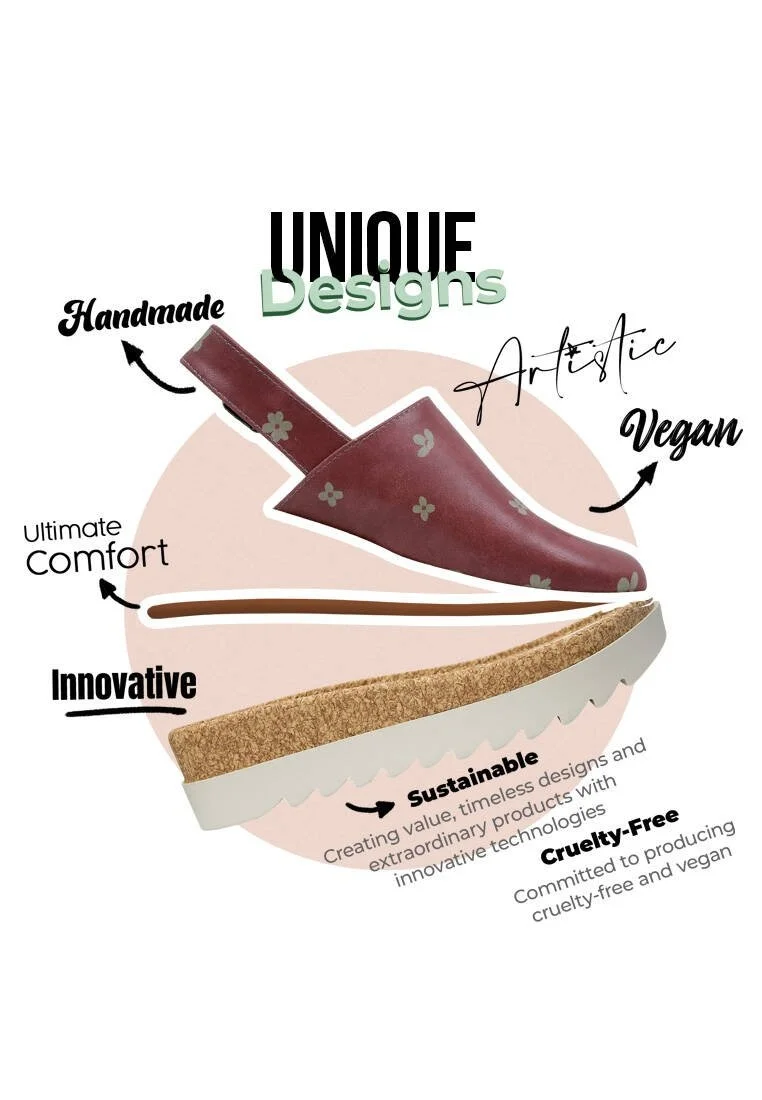 Femme Cuir Vegan Rouge Sandales Compensées - Cat of Grace Motif