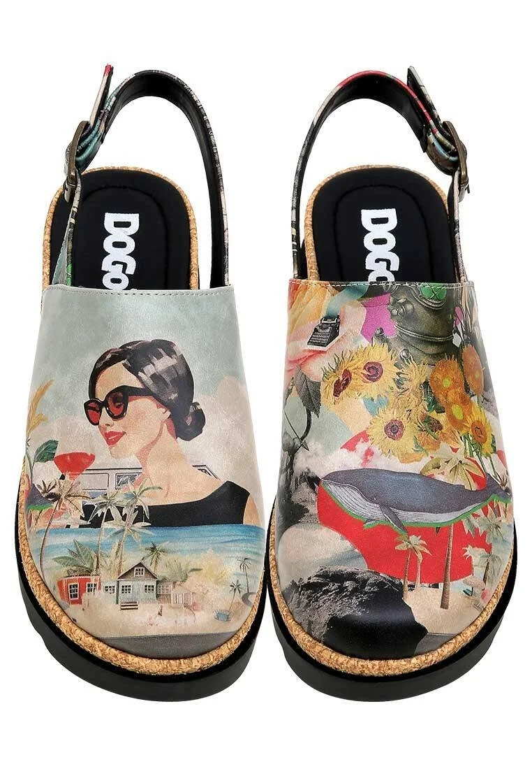 Femme Cuir Vegan Multicolore Sandales Compensées - Lucid Dreaming Motif