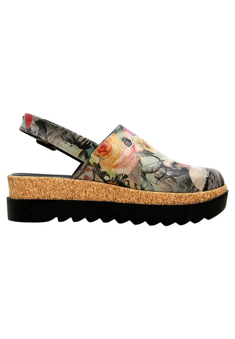 Femme Cuir Vegan Multicolore Sandales Compensées - Lucid Dreaming Motif