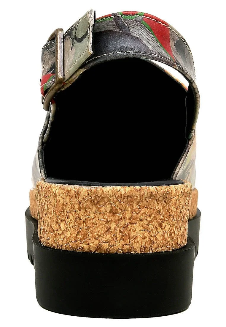 Femme Cuir Vegan Multicolore Sandales Compensées - Lucid Dreaming Motif