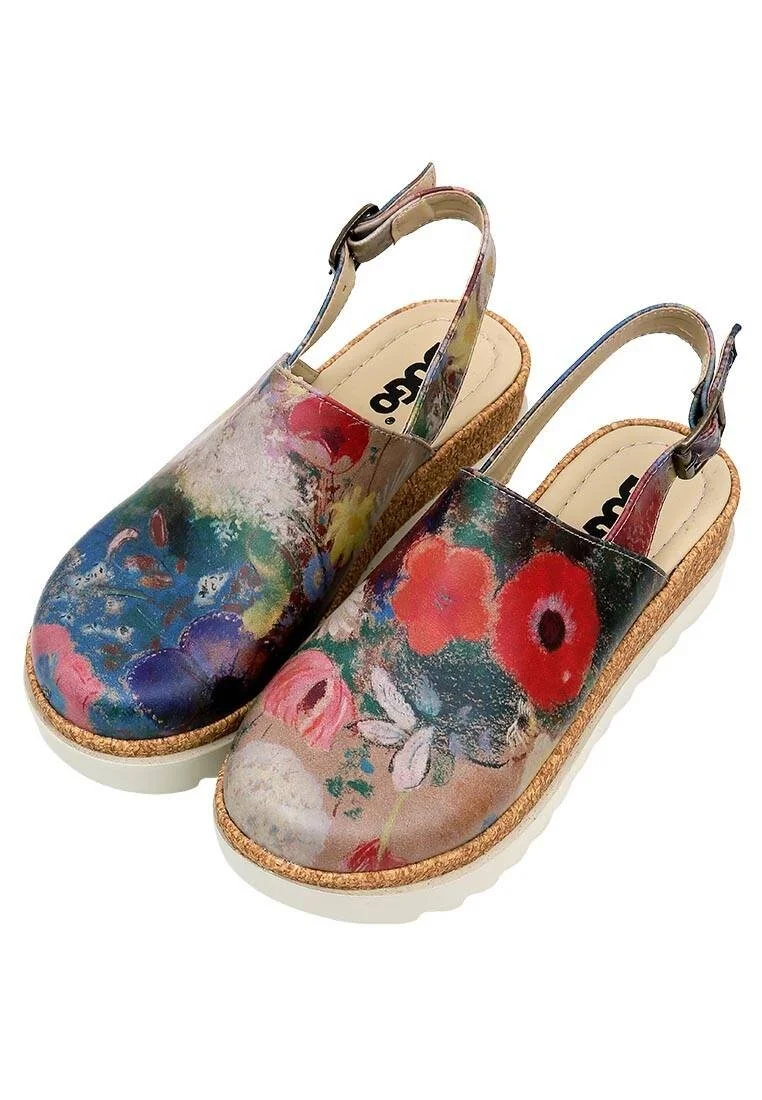 Femme Cuir Vegan Multicolore Sandales Compensées - Full of Hope Motif