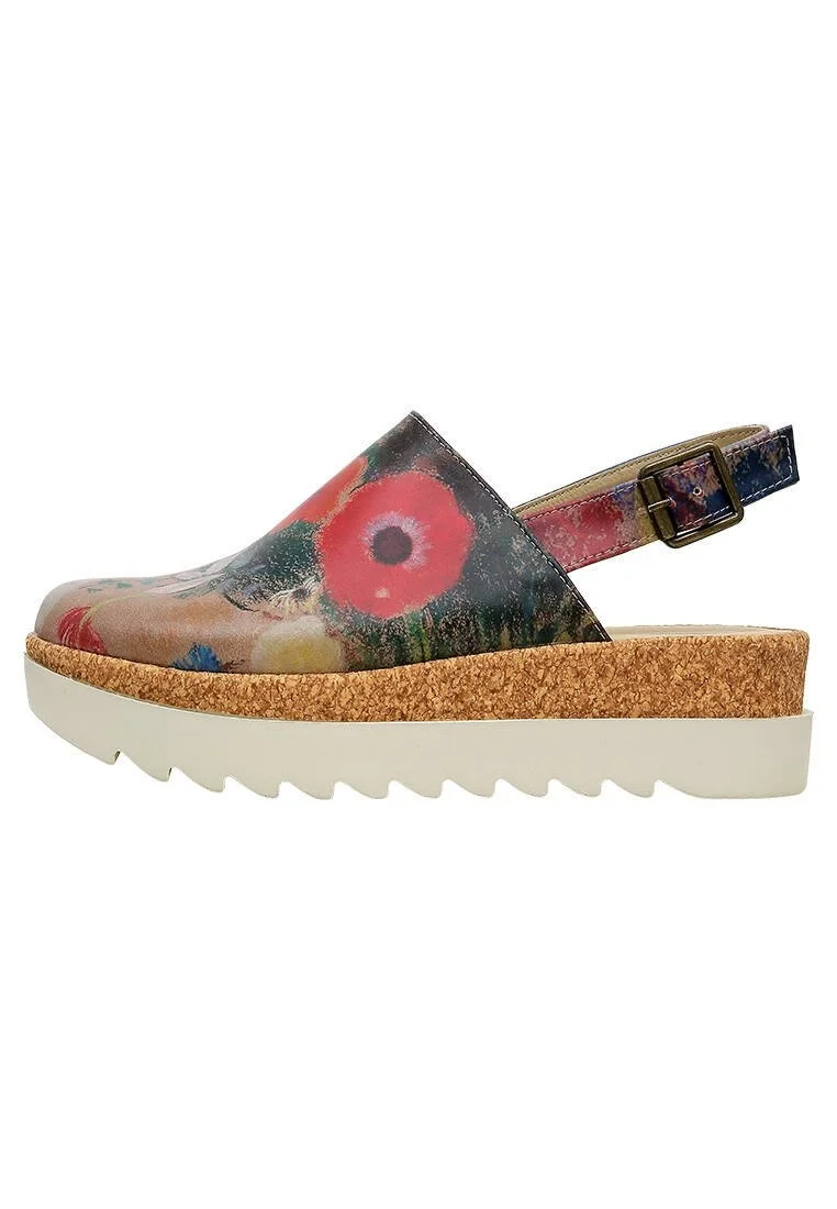Femme Cuir Vegan Multicolore Sandales Compensées - Full of Hope Motif