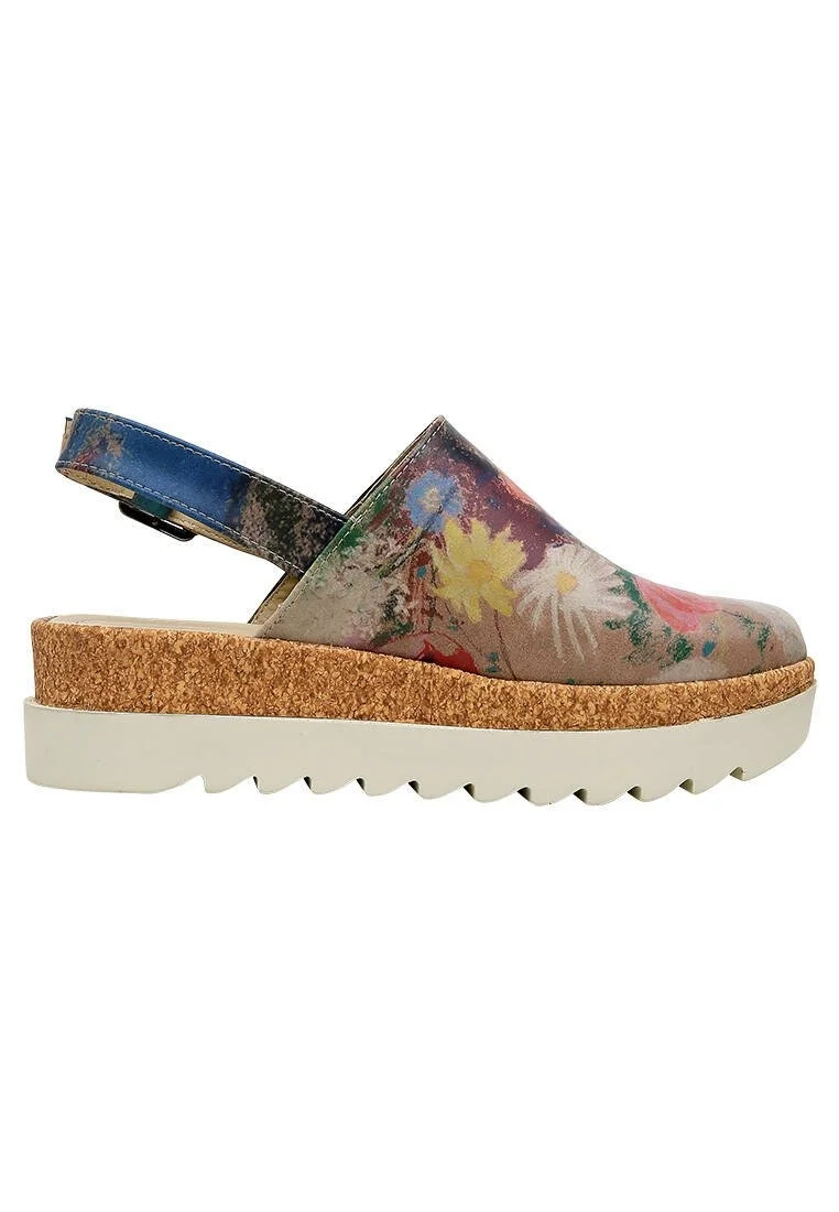 Femme Cuir Vegan Multicolore Sandales Compensées - Full of Hope Motif
